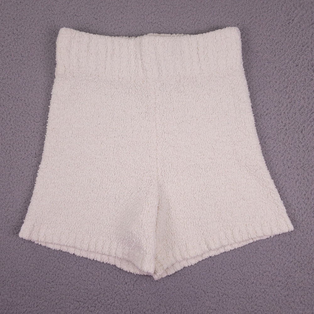 Skims Cozy Knit Shorts Womens M Cream White High Waisted Loungewear Boucle Teddy - Picture 2 of 9